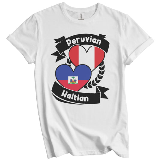 Peruvian Haitian Heart Flags Peru Haiti T-Shirt