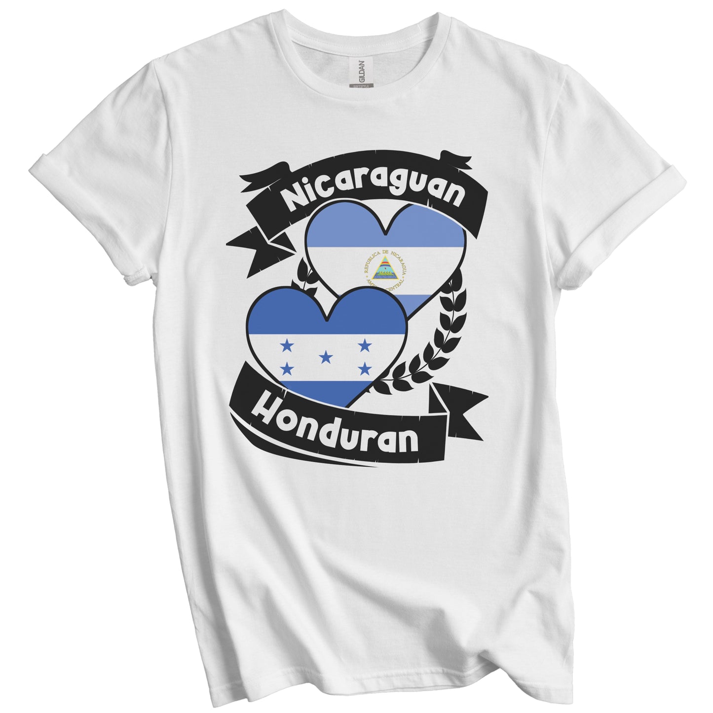 Nicaraguan Honduran Heart Flags Nicaragua Honduras T-Shirt