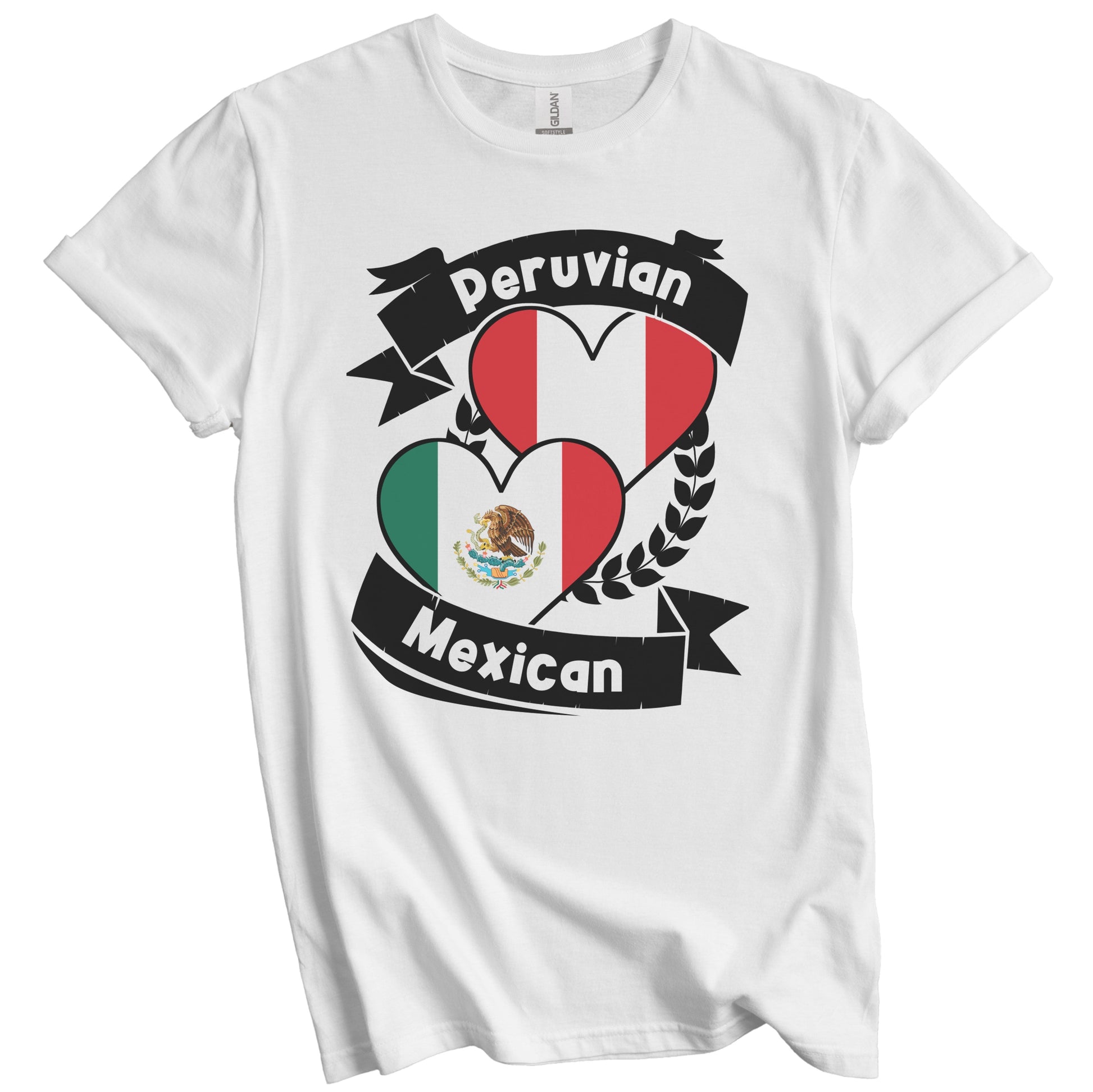 Peruvian Mexican Heart Flags Peru Mexico T-Shirt