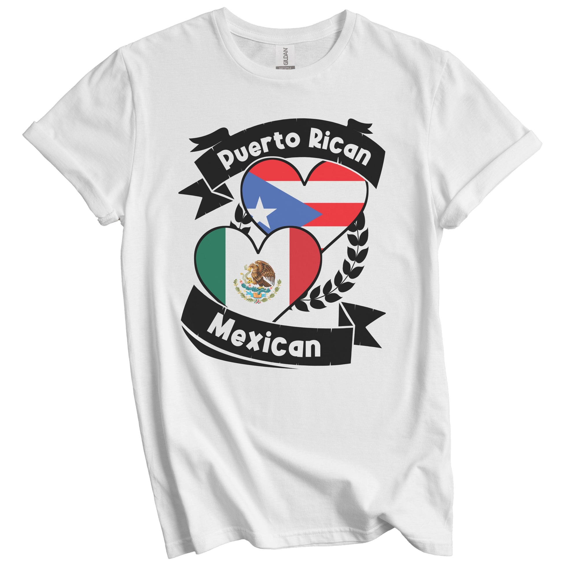 Puerto Rican Mexican Heart Flags Puerto Rico Mexico T-Shirt