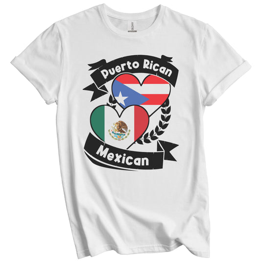 Puerto Rican Mexican Heart Flags Puerto Rico Mexico T-Shirt