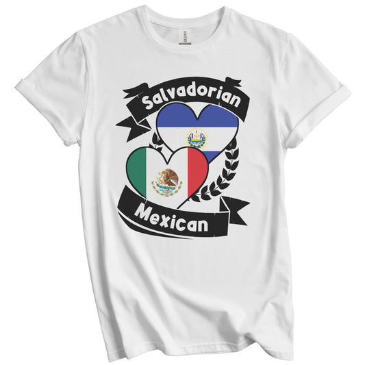 Salvadorian Mexican Heart Flags El Salvador Mexico T-Shirt