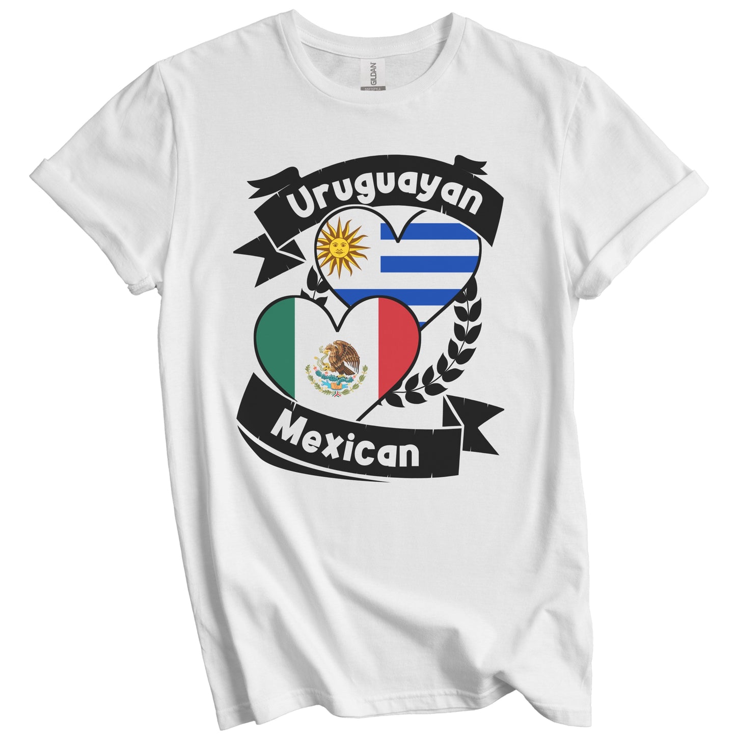 Uruguayan Mexican Heart Flags Uruguay Mexico T-Shirt
