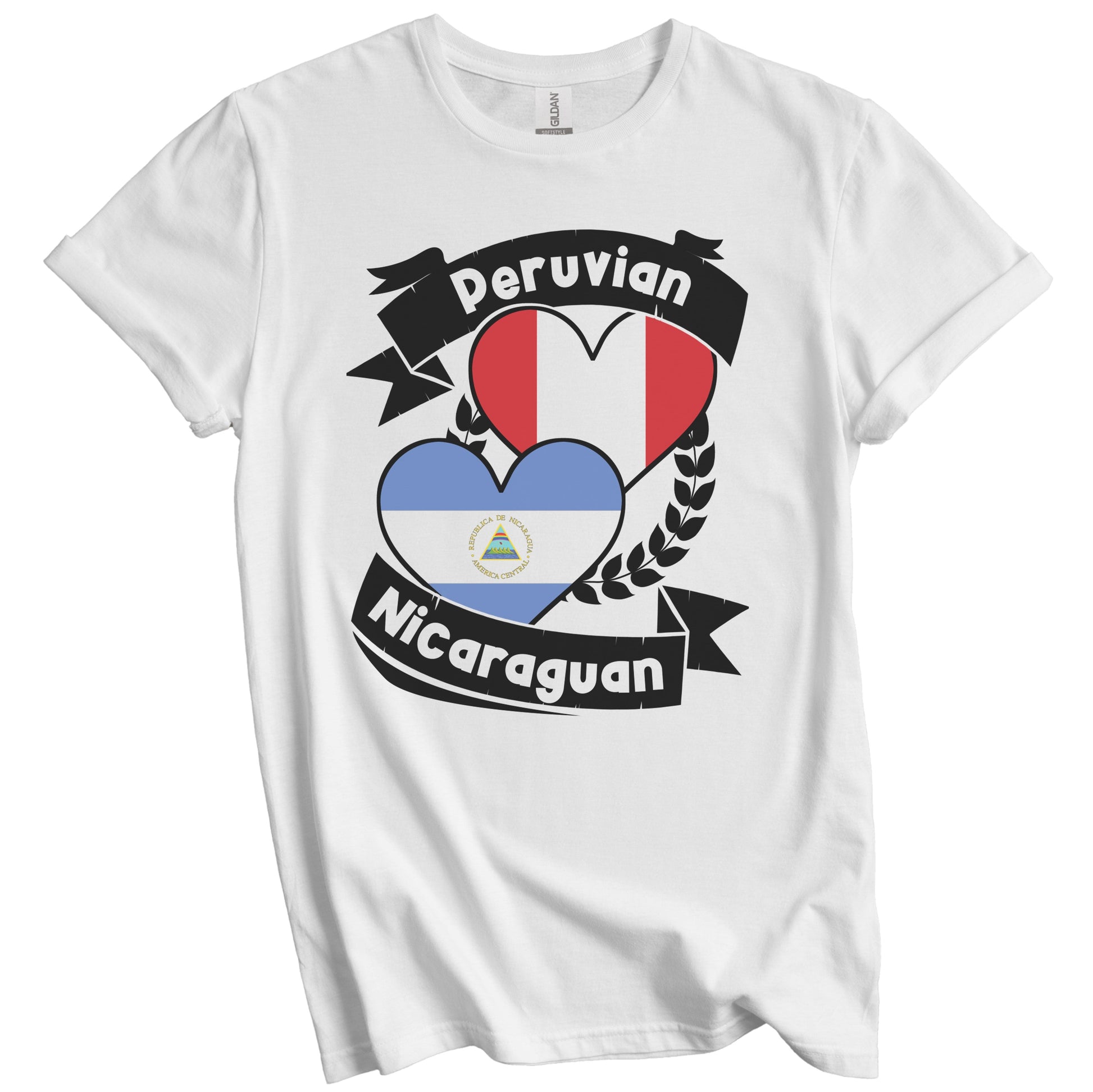 Peruvian Nicaraguan Heart Flags Peru Nicaragua T-Shirt