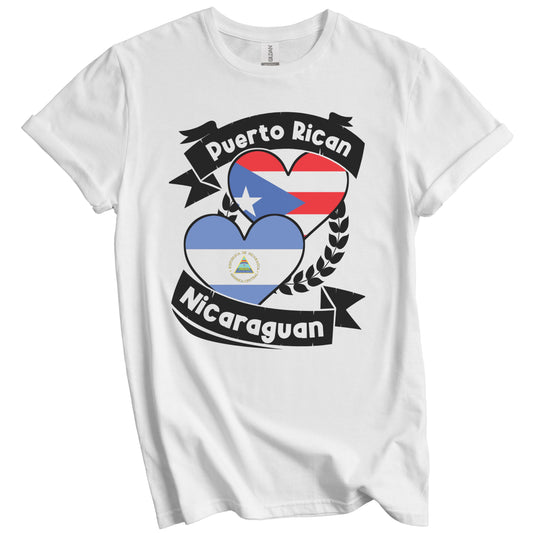Puerto Rican Nicaraguan Heart Flags Puerto Rico Nicaragua T-Shirt