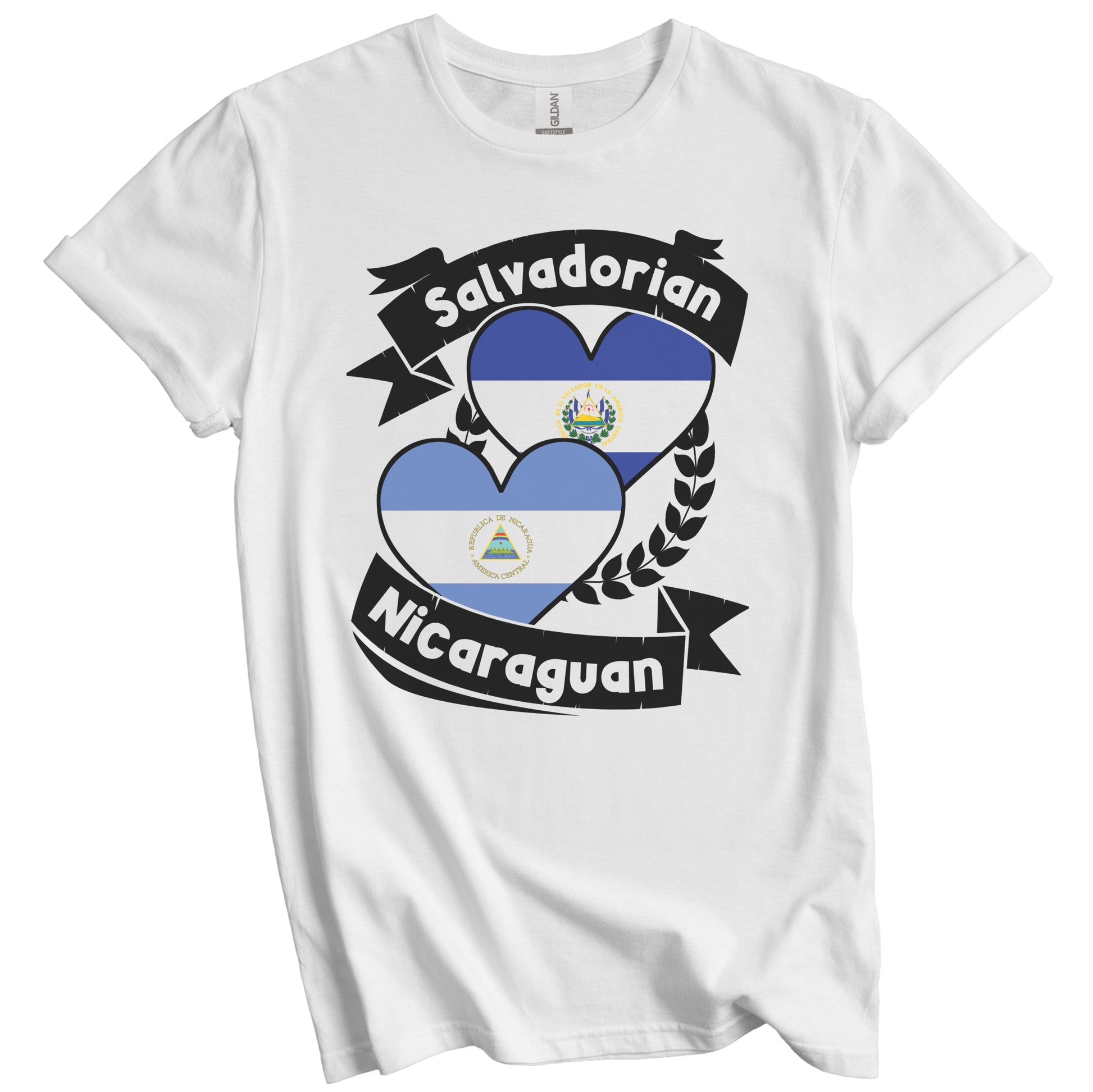 Salvadorian Nicaraguan Heart Flags El Salvador Nicaragua T-Shirt