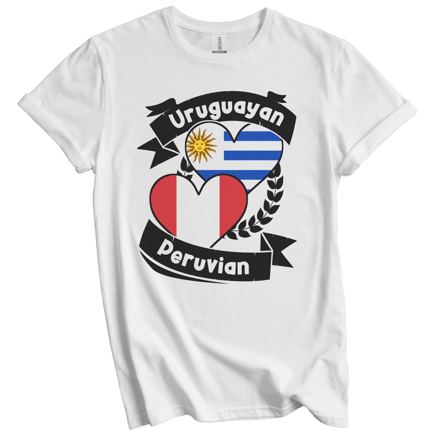 Uruguayan Peruvian Heart Flags Uruguay Peru T-Shirt