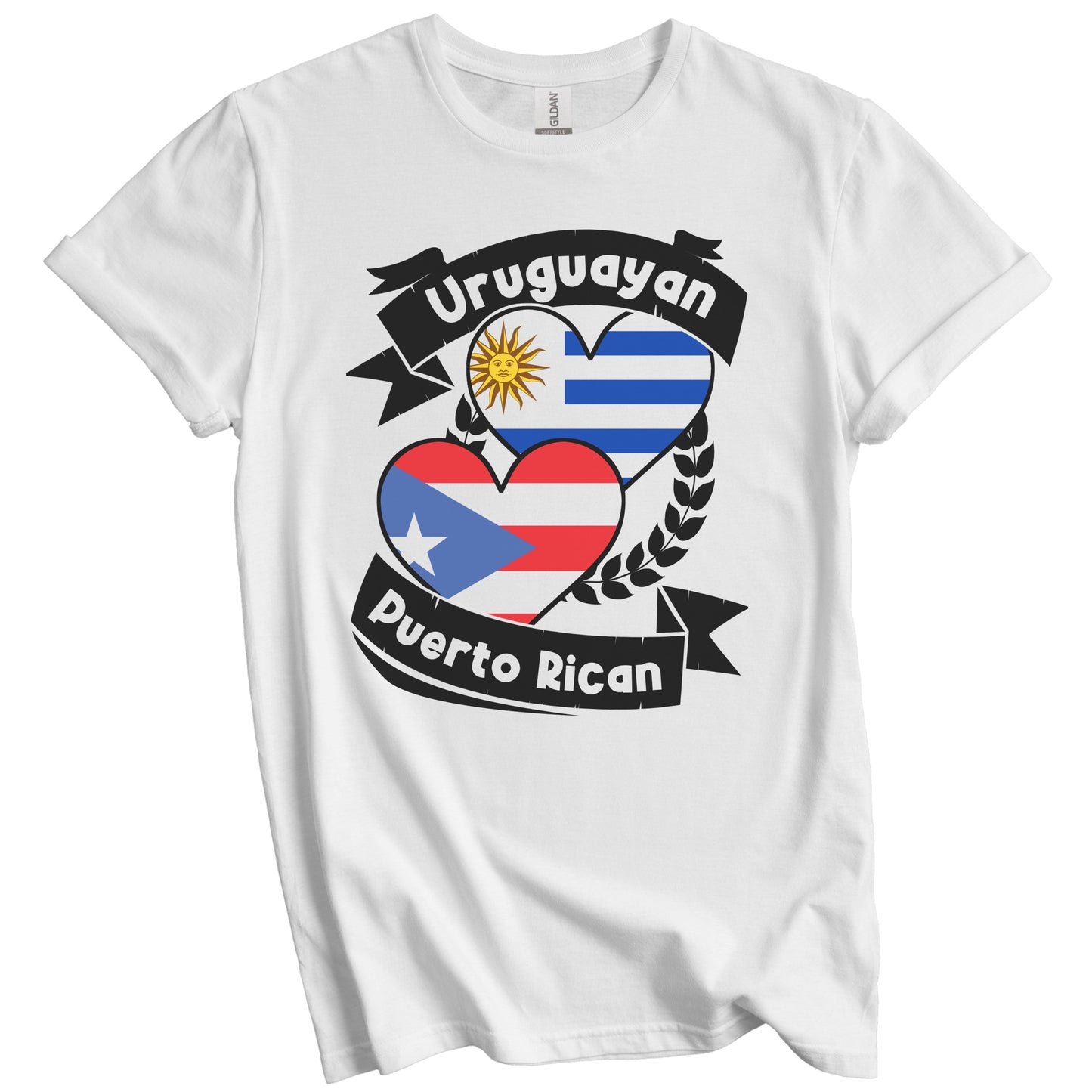 Uruguayan Puerto Rican Heart Flags Uruguay Puerto Rico T-Shirt