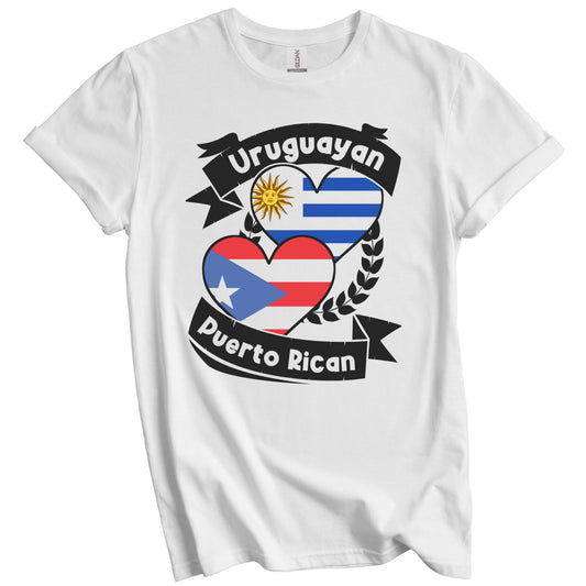 Uruguayan Puerto Rican Heart Flags Uruguay Puerto Rico T-Shirt