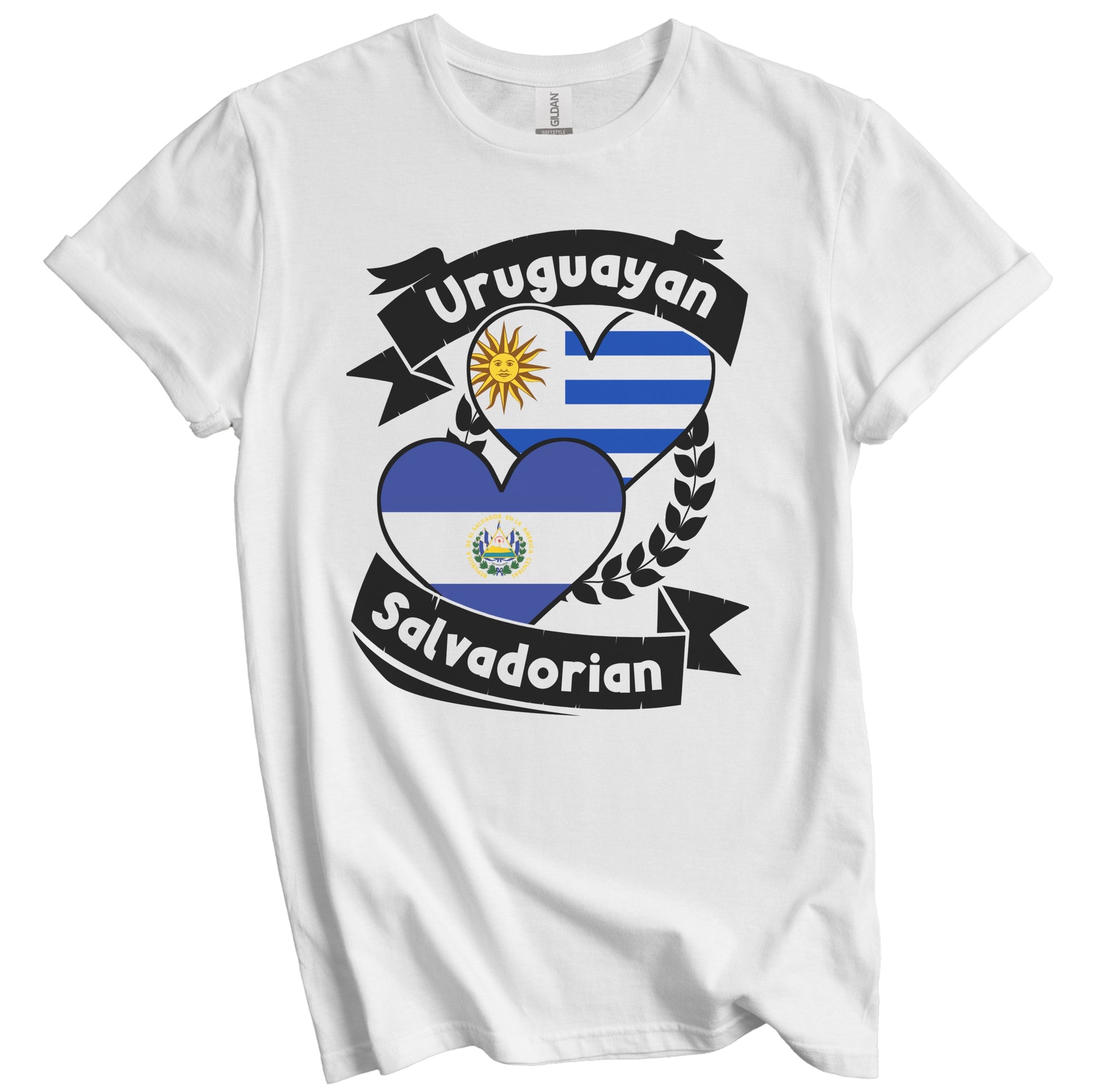 Uruguayan Salvadorian Heart Flags Uruguay El Salvador T-Shirt