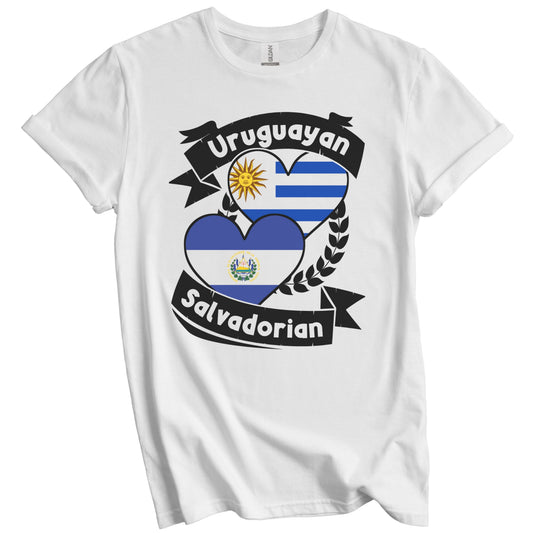 Uruguayan Salvadorian Heart Flags Uruguay El Salvador T-Shirt