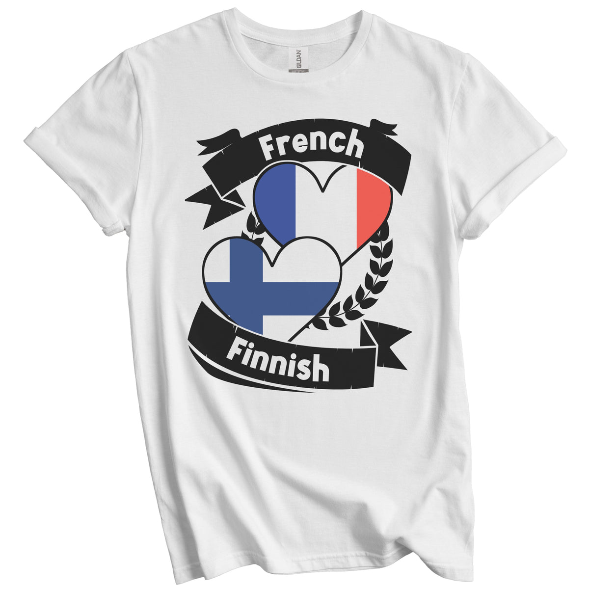 French Finnish Heart Flags France Finland T-Shirt
