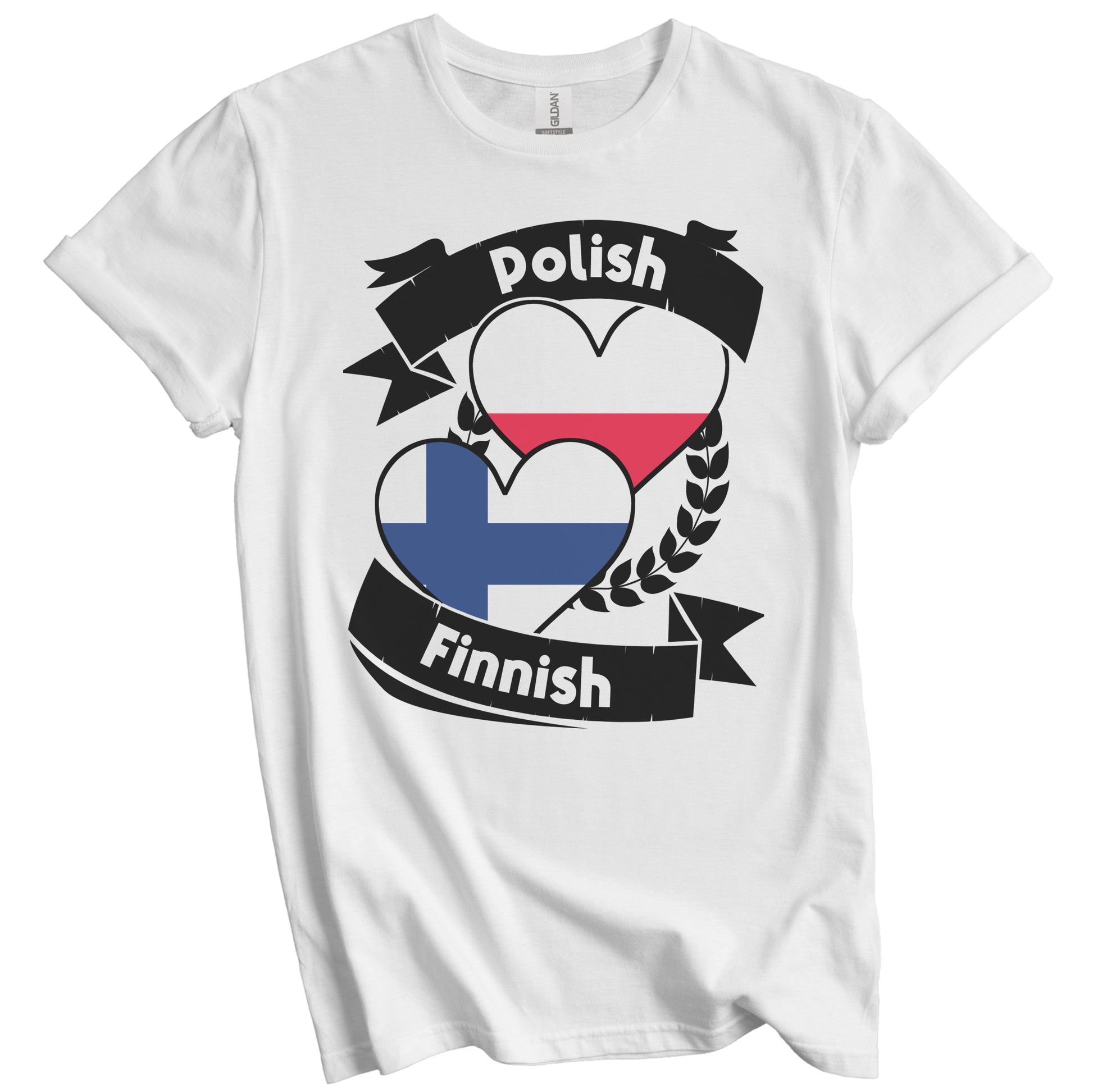 Polish Finnish Heart Flags Poland Finland T-Shirt
