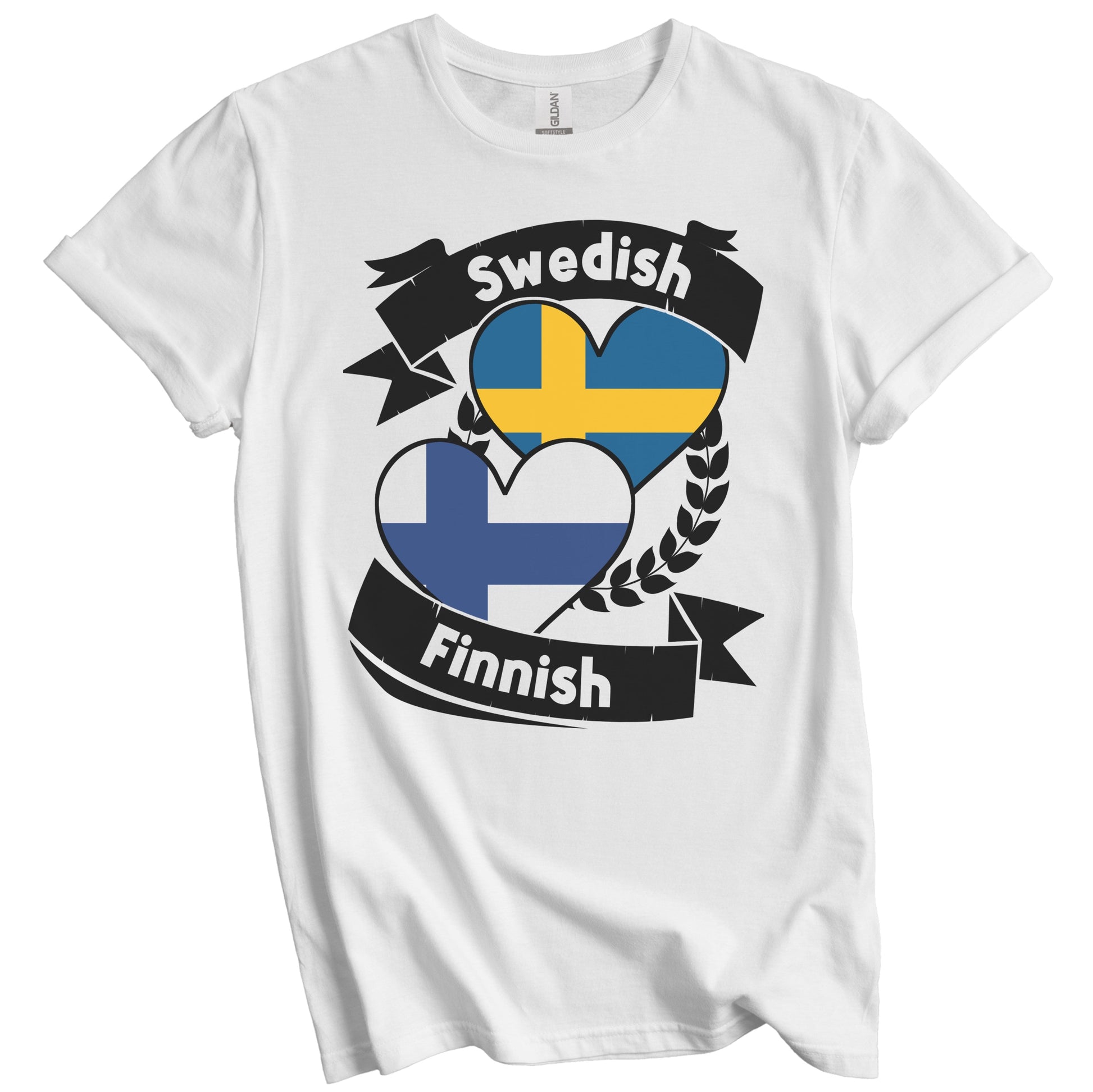 Swedish Finnish Heart Flags Sweden Finland T-Shirt