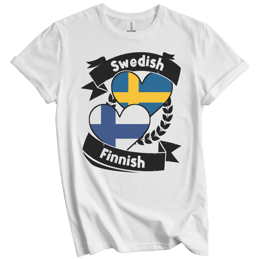 Swedish Finnish Heart Flags Sweden Finland T-Shirt