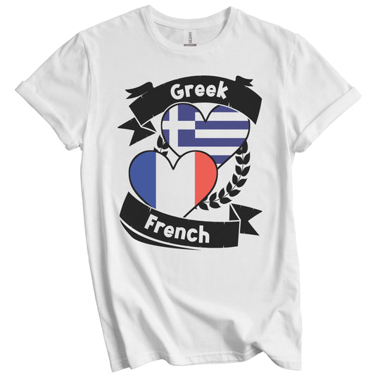 Greek French Heart Flags Greece France T-Shirt