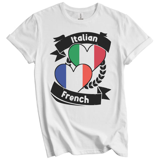 Italian French Heart Flags Italy France T-Shirt