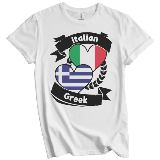 Italian Greek Heart Flags Italy Greece T-Shirt