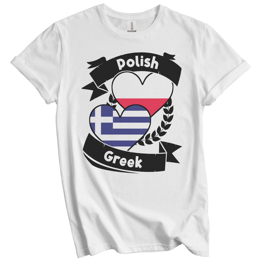 Polish Greek Heart Flags Poland Greece T-Shirt