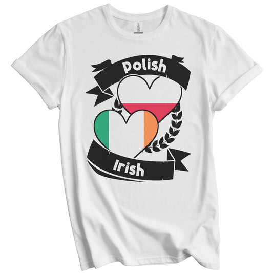 Polish Irish Heart Flags Poland Ireland T-Shirt