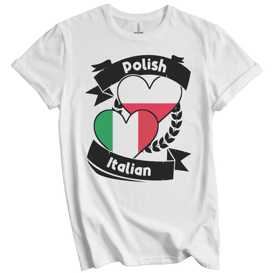 Polish Italian Heart Flags Poland Italy T-Shirt
