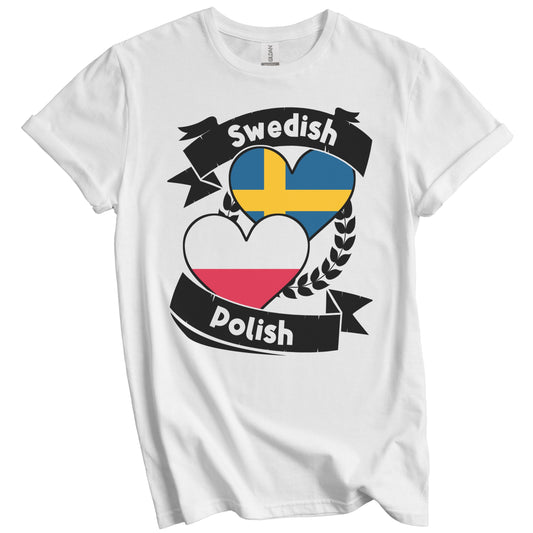 Swedish Polish Heart Flags Sweden Poland T-Shirt