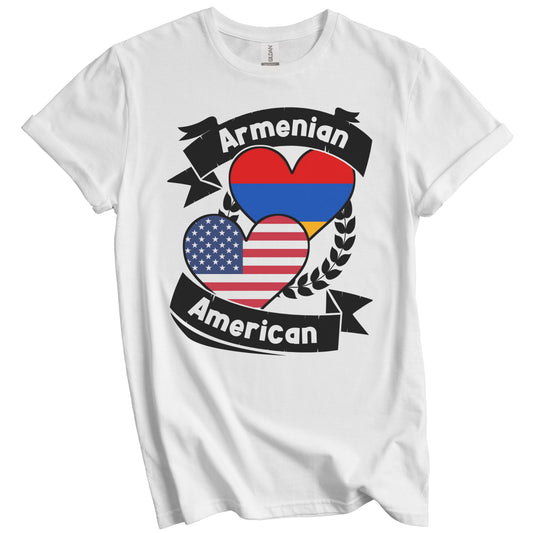 Armenian American Hearts USA Flag Armenia Flag T-Shirt