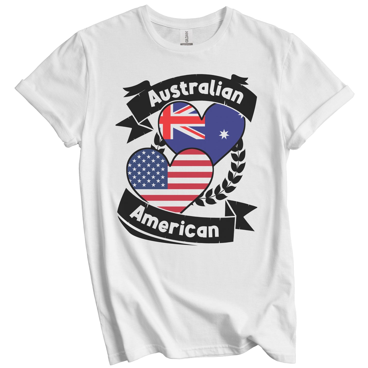 Australian American Hearts USA Flag Australia Flag T-Shirt