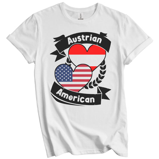 Austrian American Hearts USA Flag Austria Flag T-Shirt