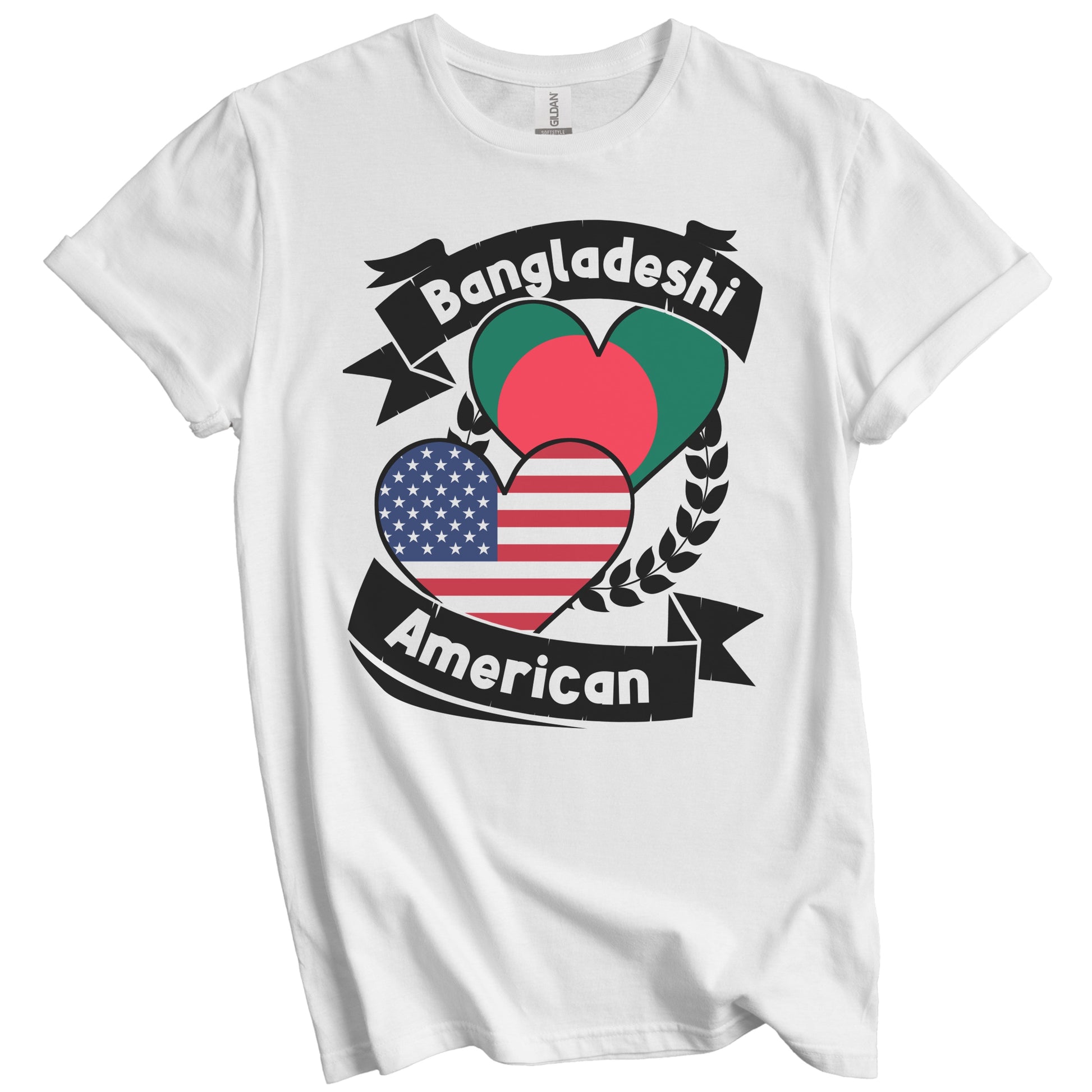Bangladeshi American Hearts USA Flag Bangladesh Flag T-Shirt