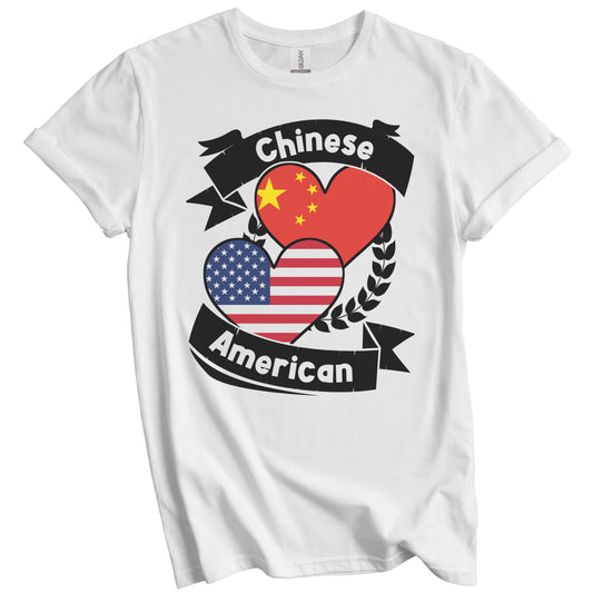 Chinese American Hearts USA Flag China Flag T-Shirt