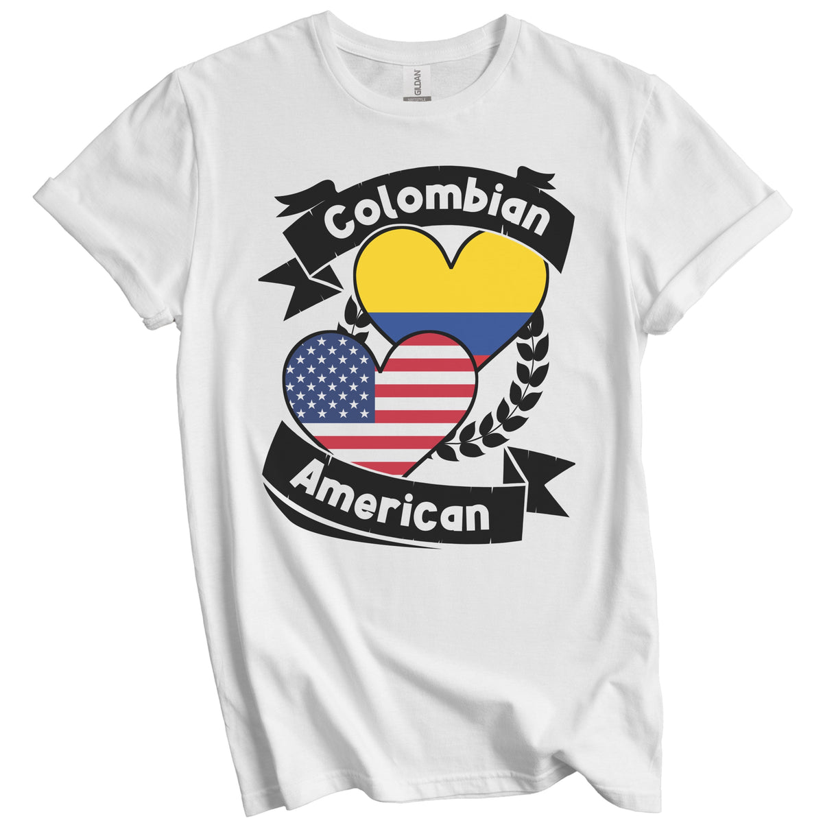 Colombian American Hearts USA Flag Colombia Flag T-Shirt