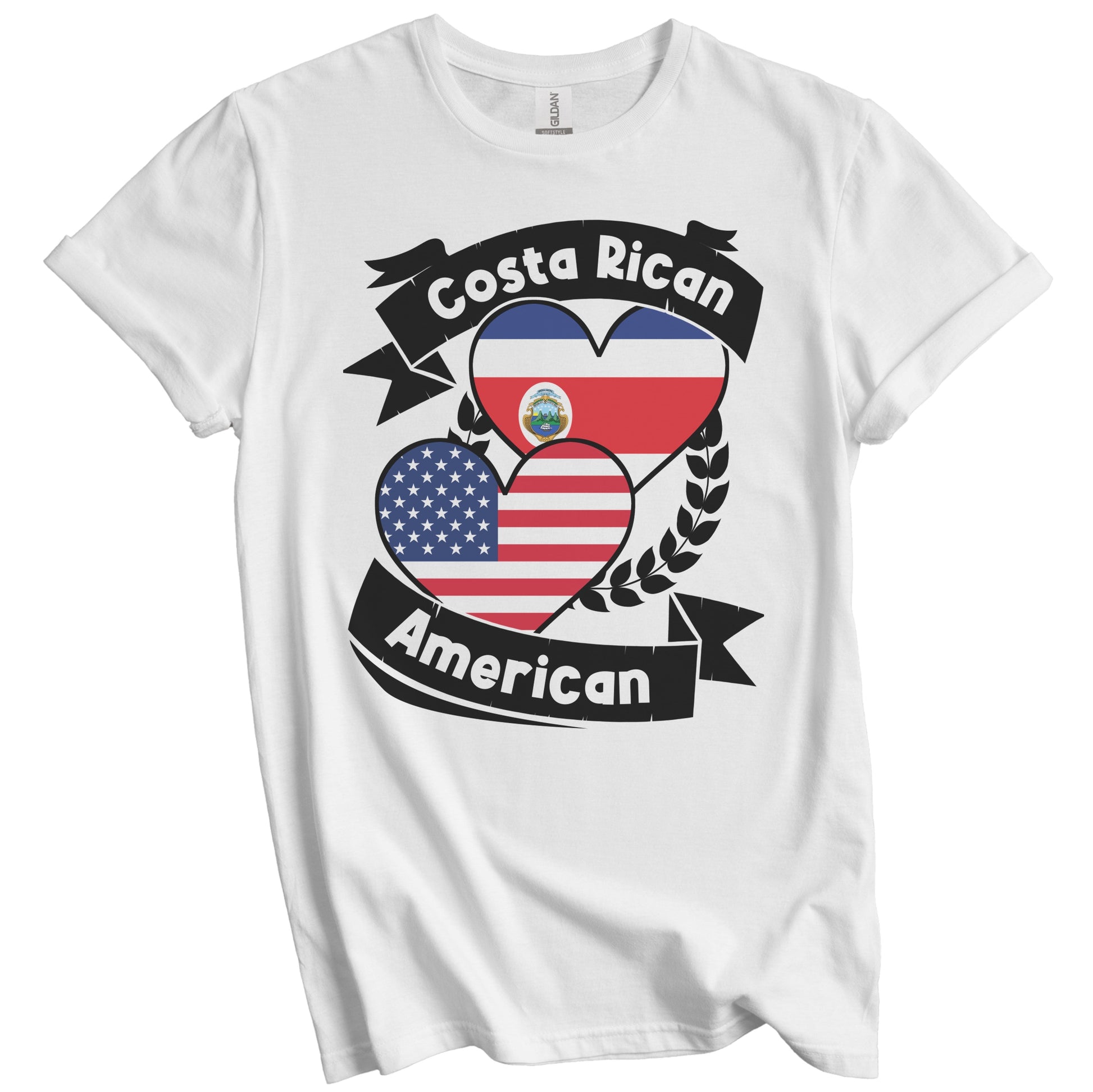 Costa Rican American Hearts USA Flag Costa Rica Flag T-Shirt