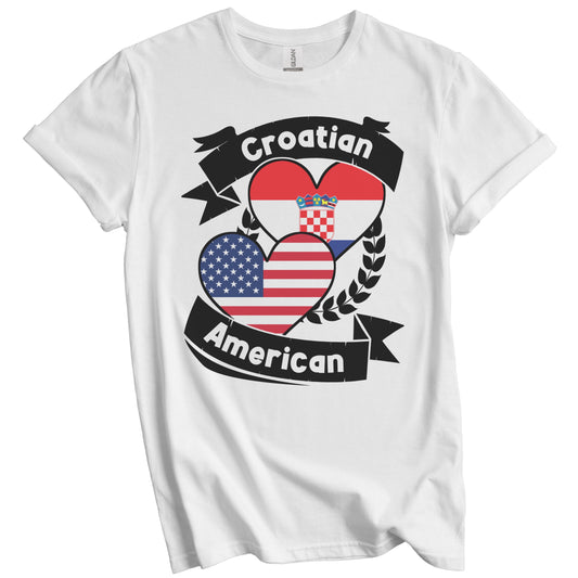 Croatian American Hearts USA Flag Croatia Flag T-Shirt
