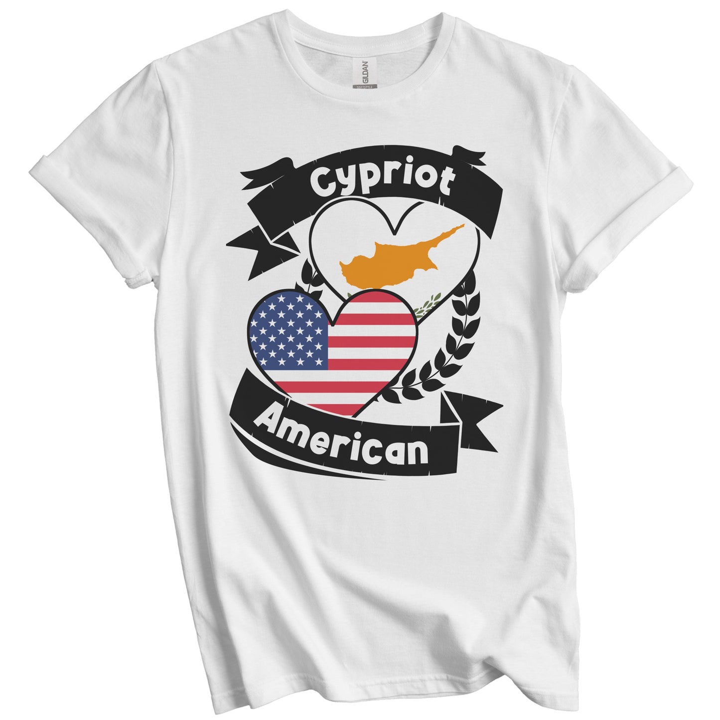 Cypriot American Hearts USA Flag Cyprus Flag T-Shirt