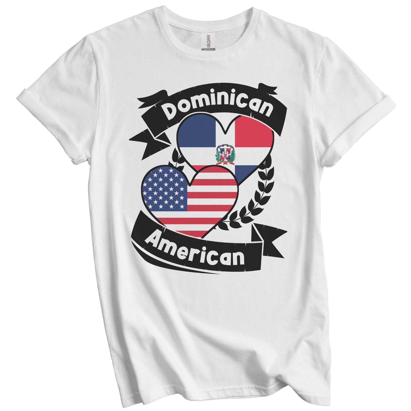 Dominican American Hearts USA Flag Dominican Republic Flag T-Shirt