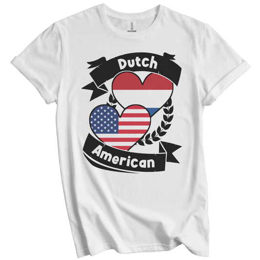 Dutch American Hearts USA Flag Netherlands Flag T-Shirt