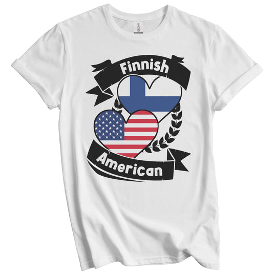 Finnish American Hearts USA Flag Finland Flag T-Shirt