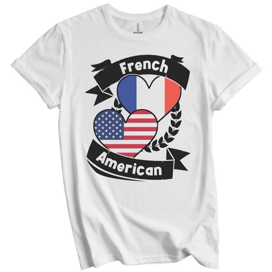 French American Hearts USA Flag France Flag T-Shirt