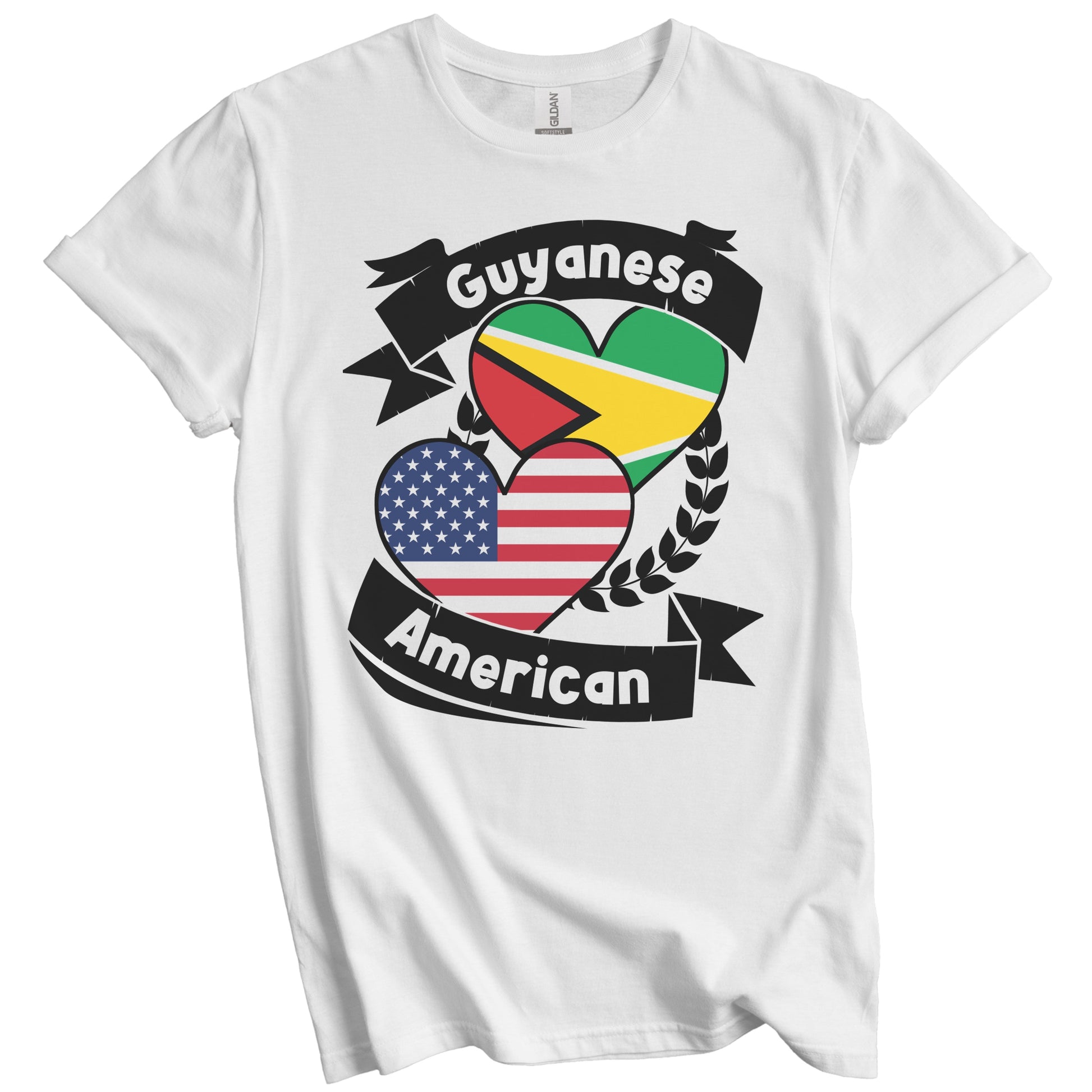 Guyanese American Hearts USA Flag Guyana Flag T-Shirt