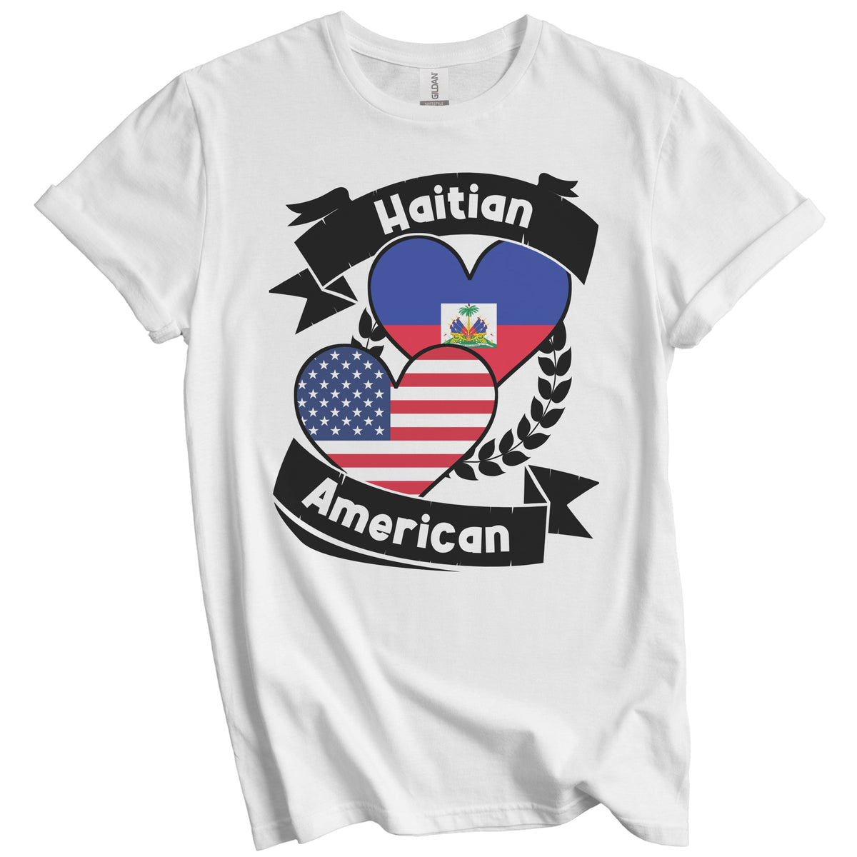 Haitian American Hearts USA Flag Haiti Flag T-Shirt