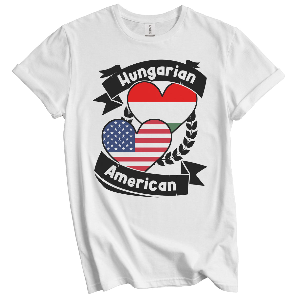 Hungarian American Hearts USA Flag Hungary Flag T-Shirt