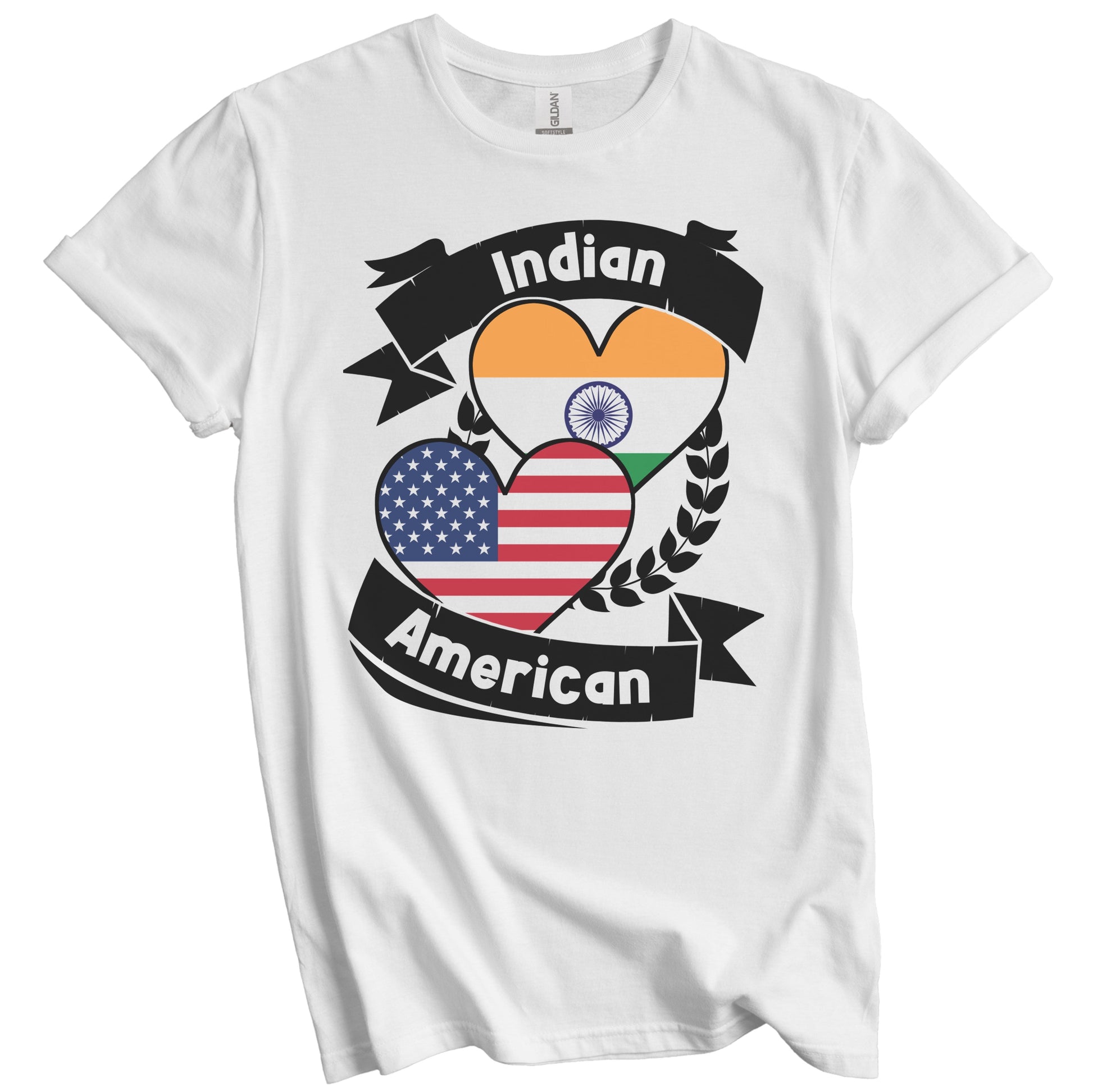 Indian American Hearts USA Flag India Flag T-Shirt