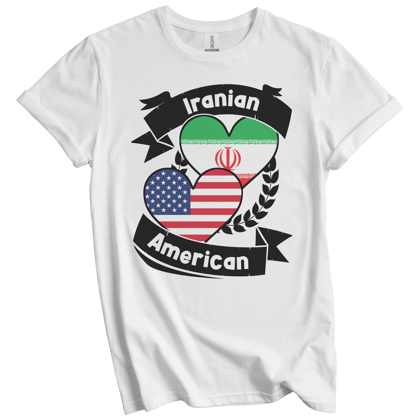 Iranian American Hearts USA Flag Iran Flag T-Shirt