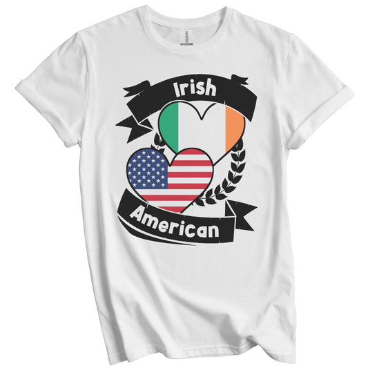 Irish American Hearts USA Flag Ireland Flag T-Shirt