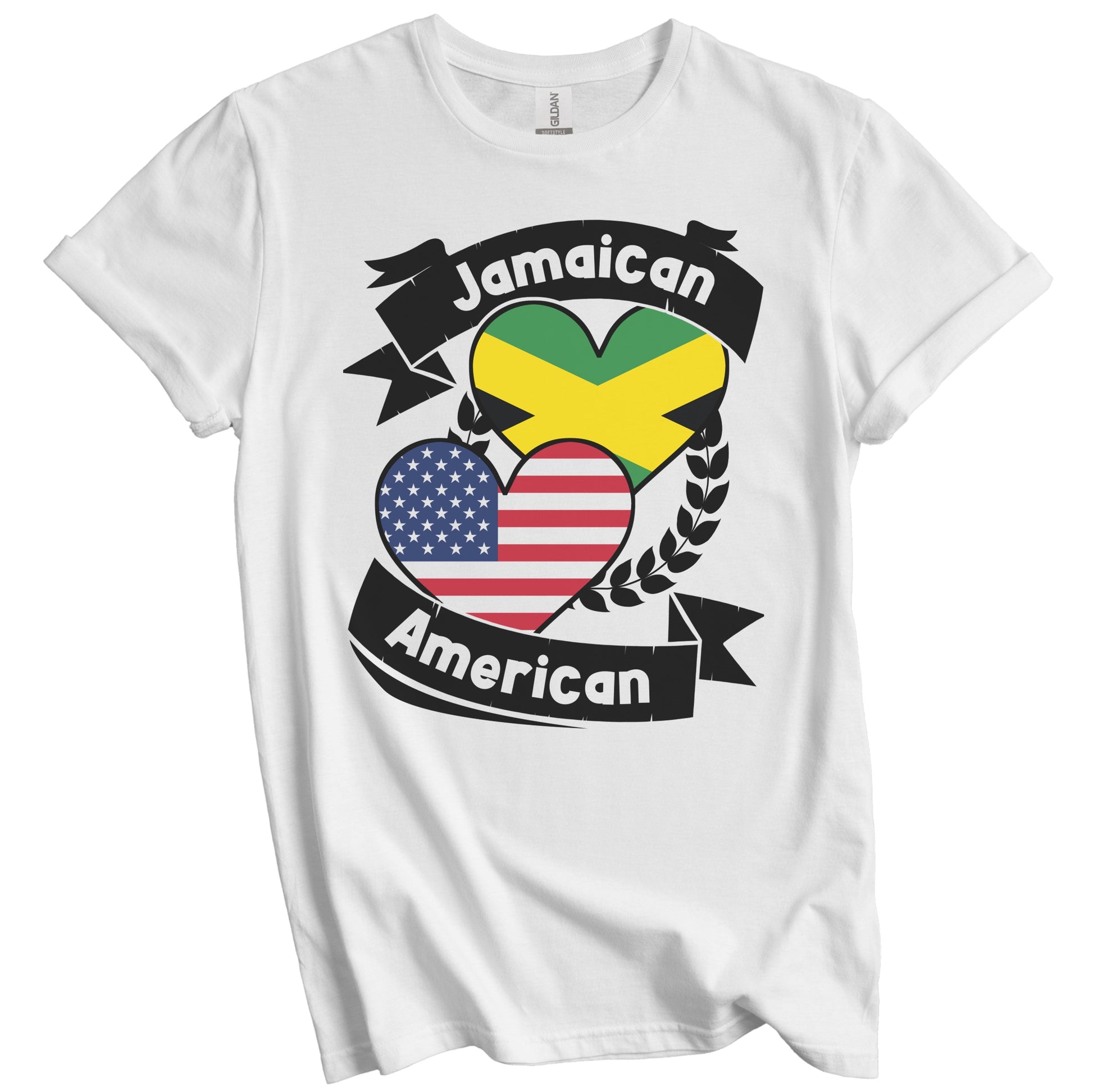 Jamaican American Hearts USA Flag Jamaica Flag T-Shirt