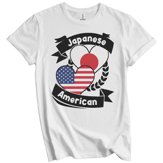 Japanese American Hearts USA Flag Japan Flag T-Shirt