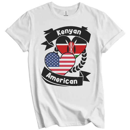 Kenyan American Hearts USA Flag Kenya Flag T-Shirt