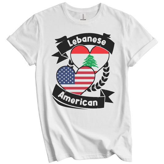 Lebanese American Hearts USA Flag Lebanon Flag T-Shirt