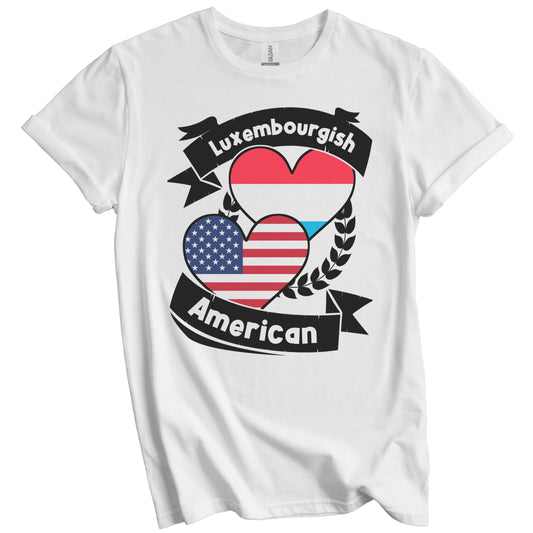Luxembourgish American Hearts USA Flag Luxembourg Flag T-Shirt